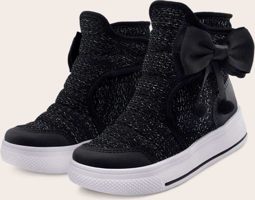 Infantil - Bota Feminina Cano Alto Menina Preta/Brilho