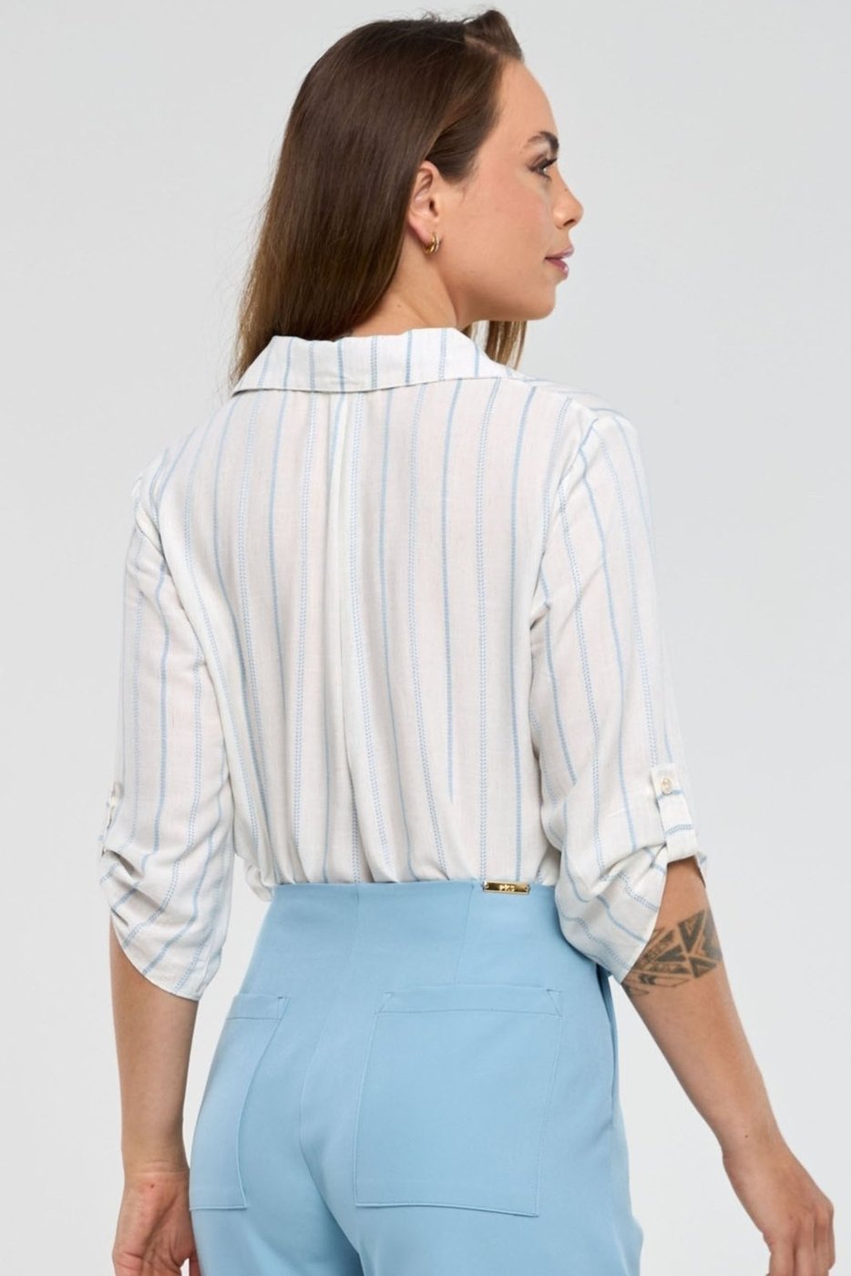 Imagem principal Camisa PKS Em Viscose Com Linho Listrada bege PKS bege