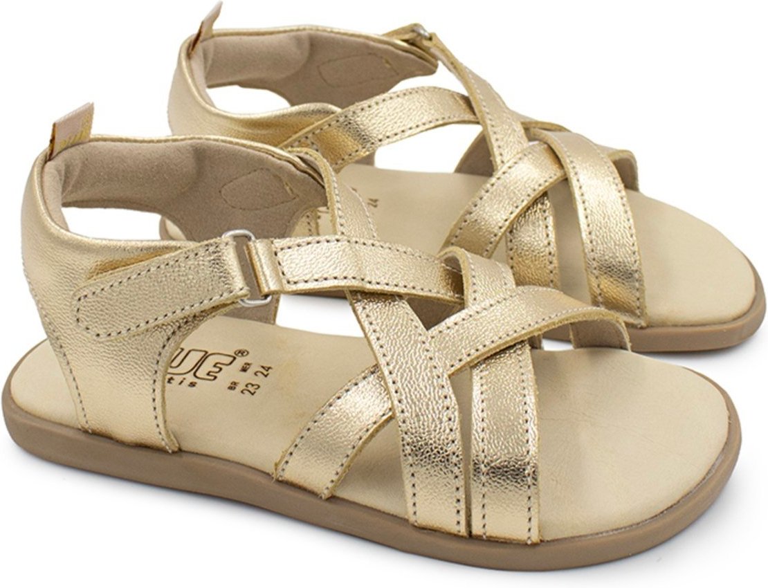 Infantil - Sandalia Menina Blue Poli Couro Ouro Velho