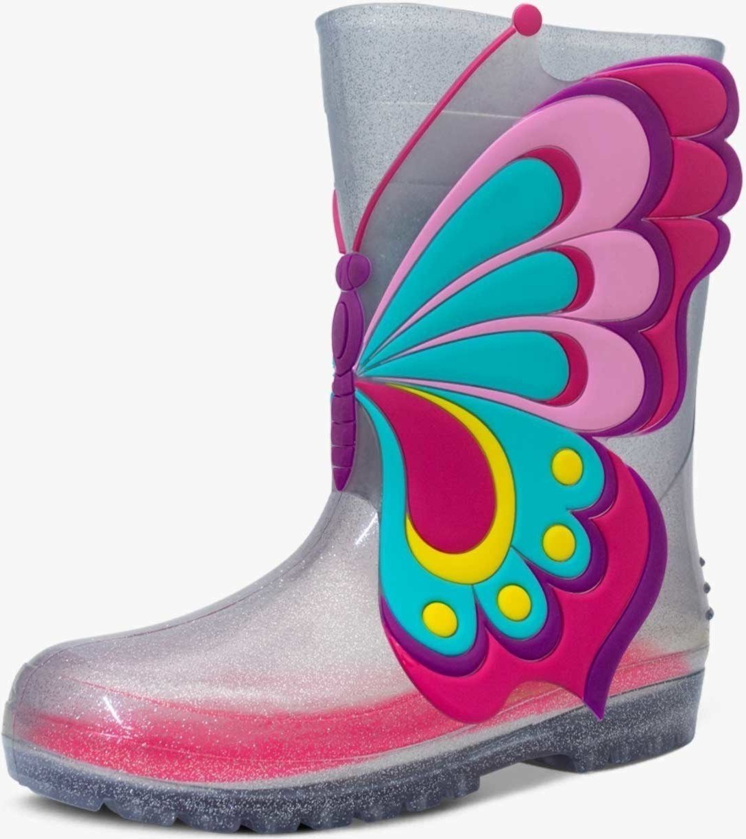 Infantil - Bota Galocha Feminina Pópidi Borboleta Glitter