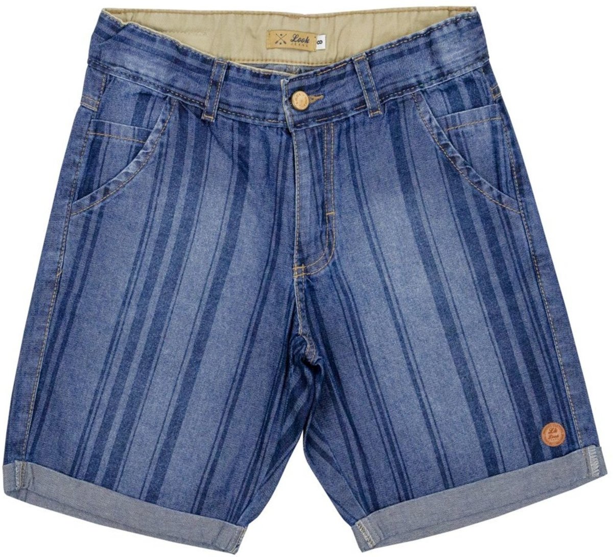 Imagem principal Infantil - Bermuda Juvenil Look Jeans Listras Jeans azul Look Jeans azul