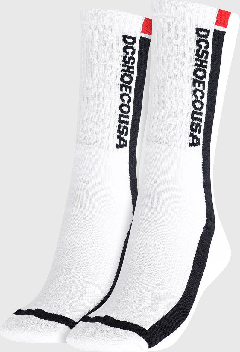 Meia Canelada DC Shoes Cano Alto Logo Branca