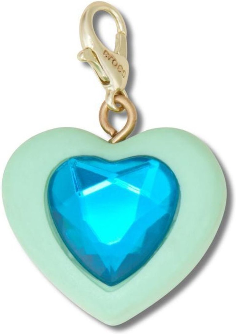 Infantil - Jibbitz™ Pingente de Coração Azul Com Gema UNICO Branco