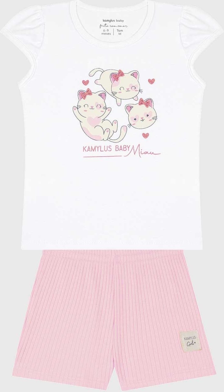 Conjunto 2pçs Manga Curta Kamylus Blusa E Shorts