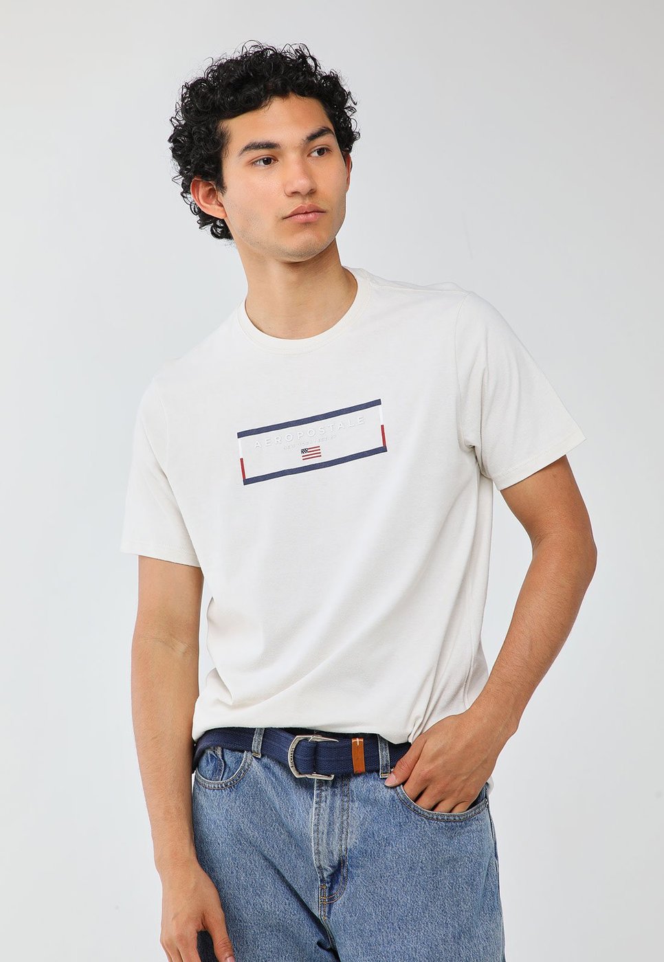 Camiseta Masculina Aeropostale Logo Frontal Branca