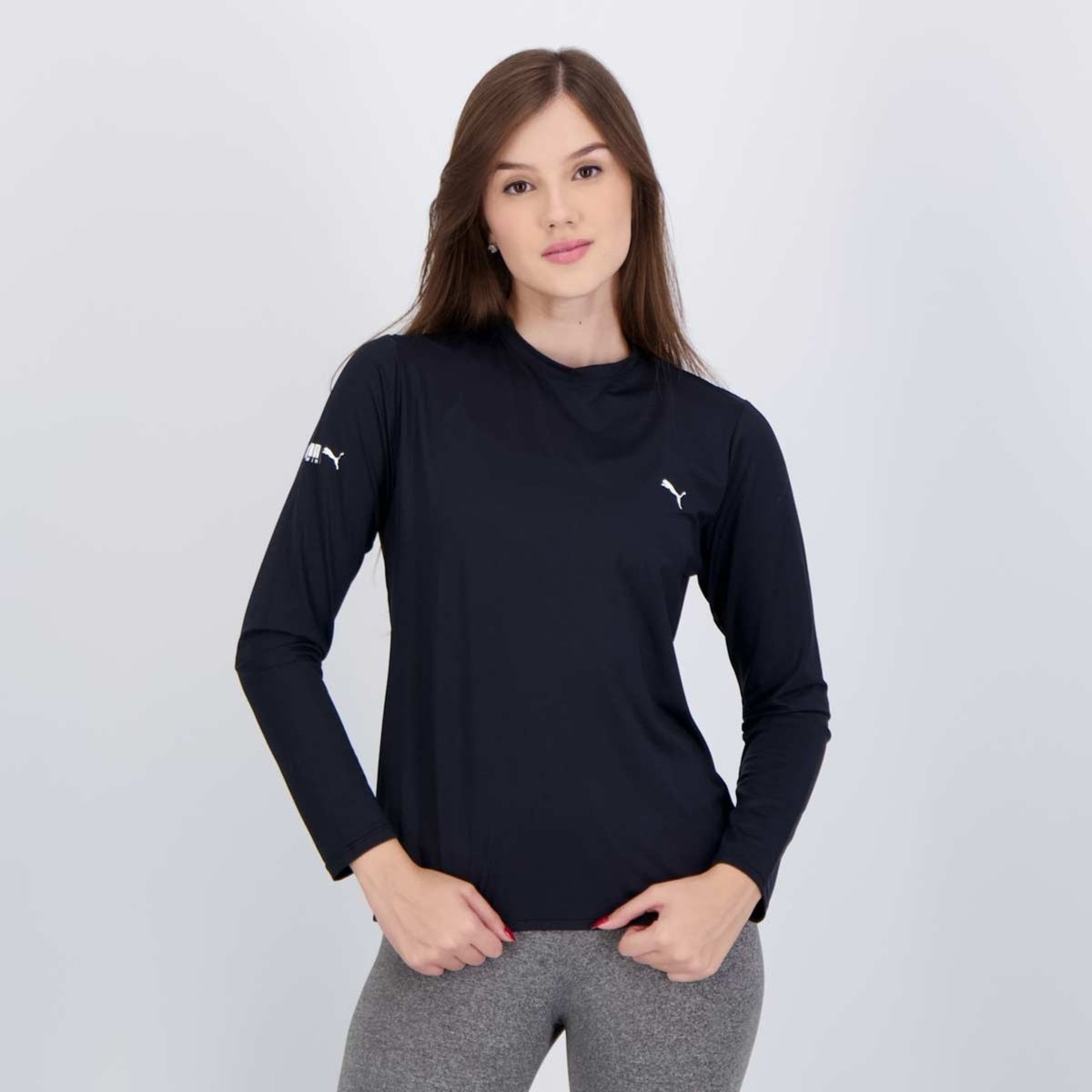 Imagem principal Camiseta Puma Manga Longa UV50+ Feminino Preta preto Puma preto