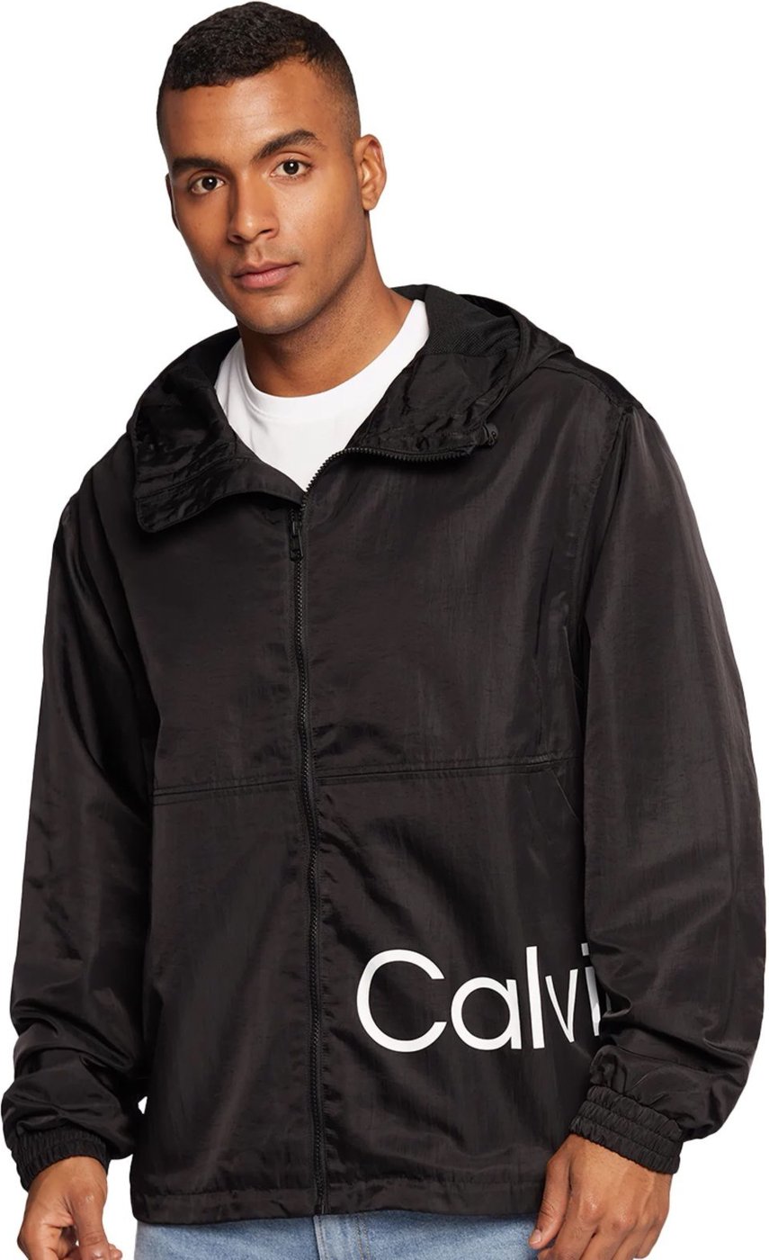 Imagem principal Jaqueta Calvin Klein Jeans Masculina Hoodie Colorblock Lateral Logo Preta preto Calvin Klein preto