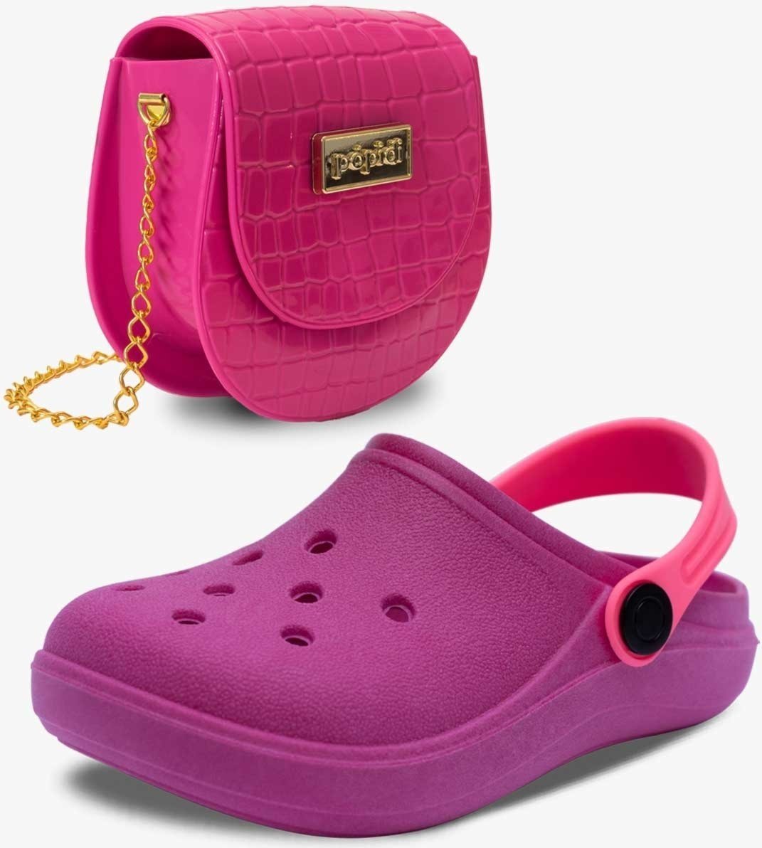 Imagem principal Infantil - Kit Bolsa e Sandalia Babuche Chinelo Pópidi Menina preto Pópidí preto