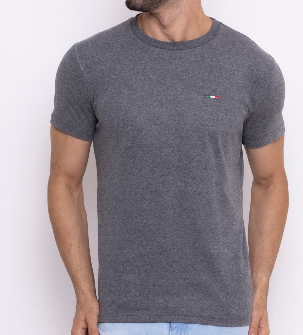 Imagem principal Camiseta Masculina Básica Industrie com Bordado no Estilo Tommy Algodão Premium Itália Chumbo cinza Industrie cinza