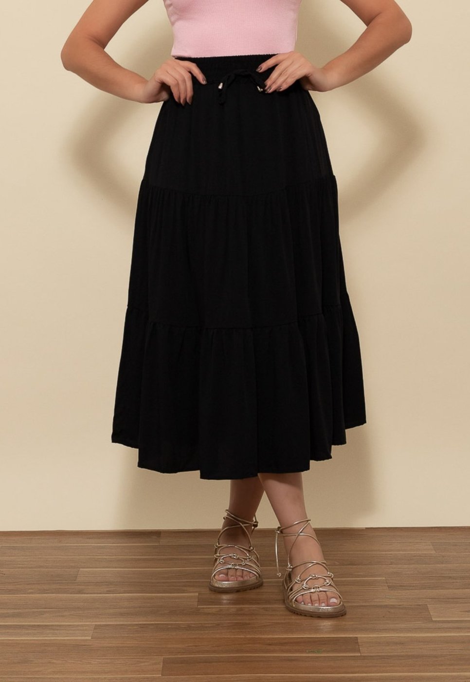 Saia Midi Viscolinho