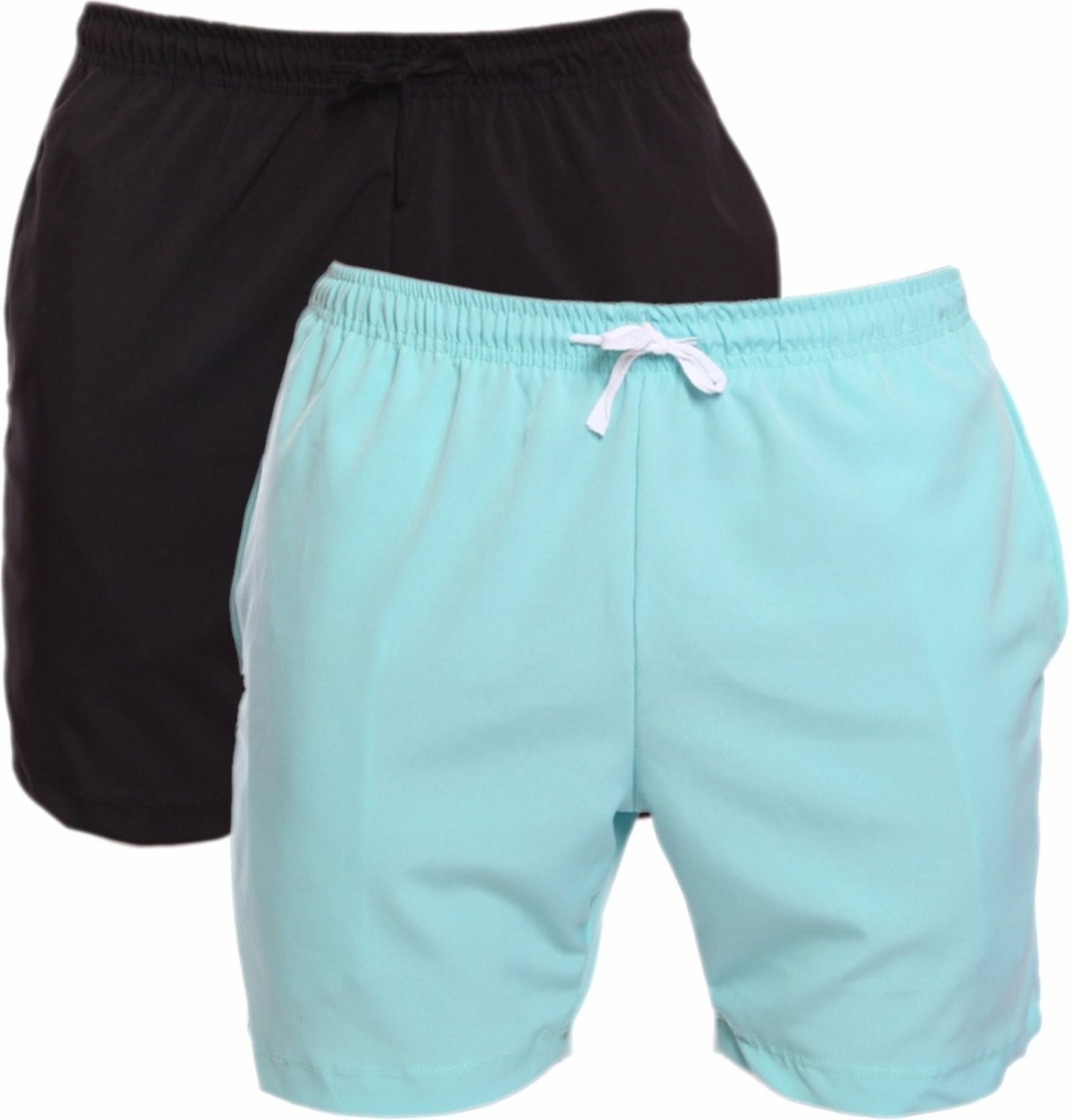 Kit 2 Shorts Tactel Masculino Adulto Estilo Mauricinho Praia Piscina Preto/Verde