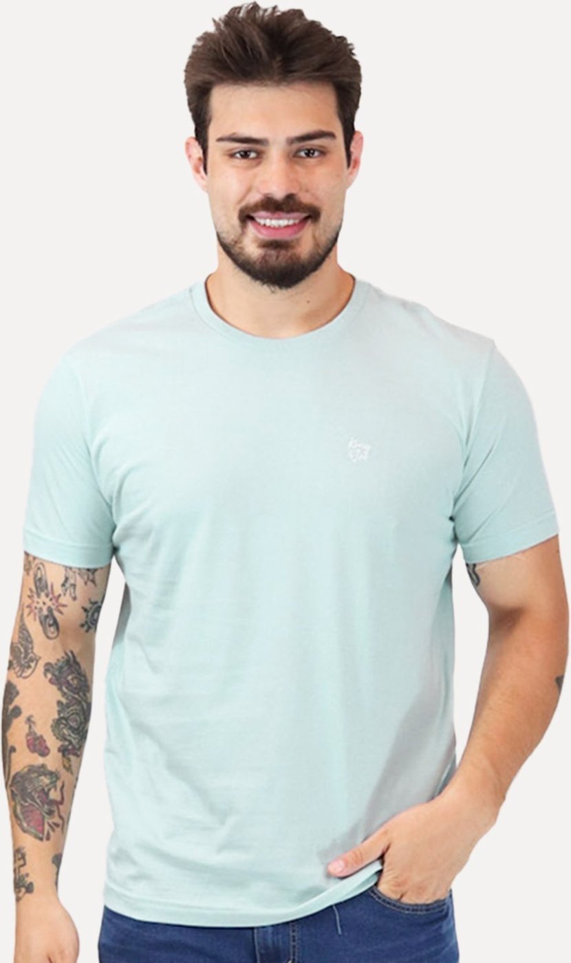 Camiseta King & Joe Masculina Basic Script Peito Claro