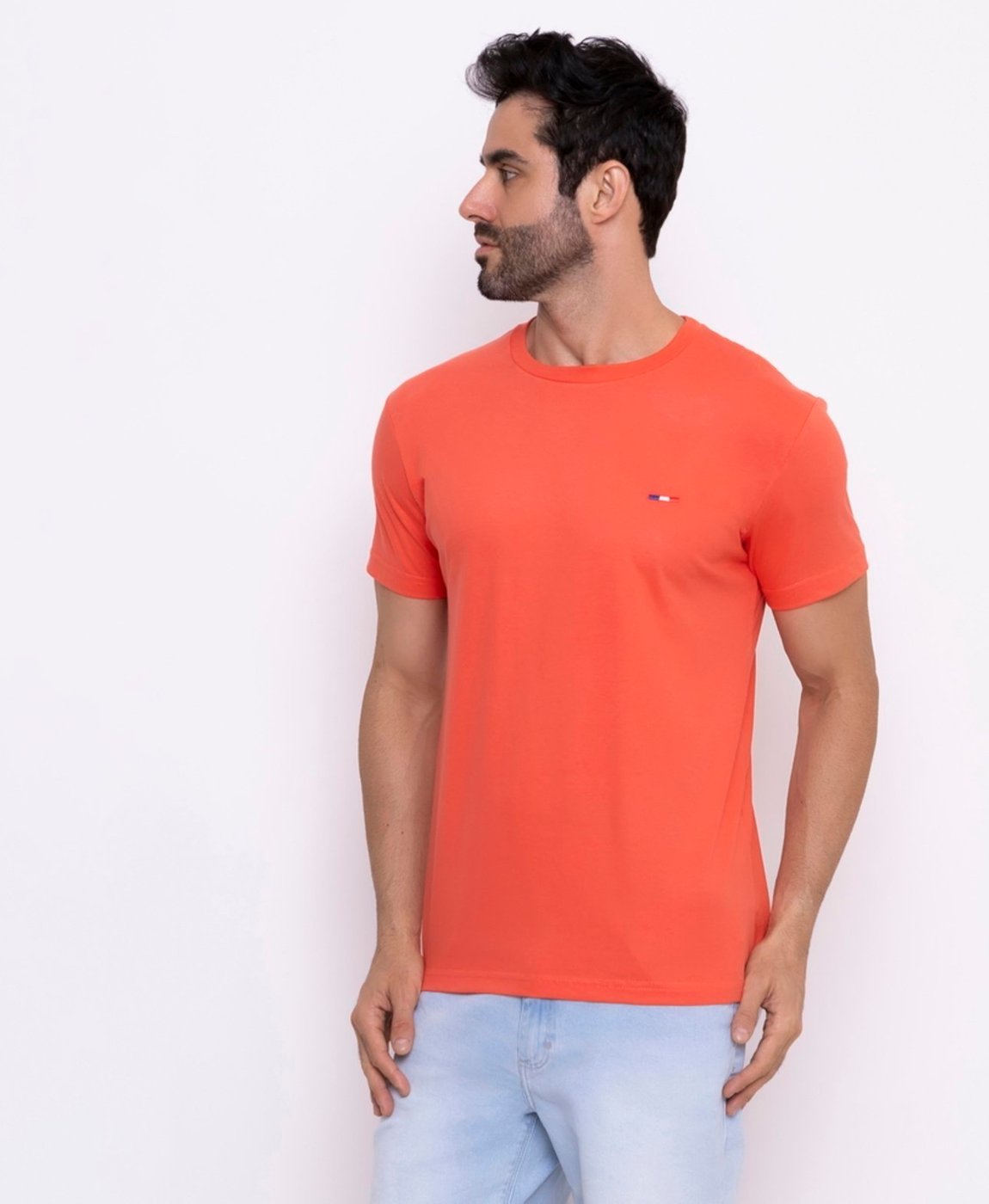 Imagem principal Camiseta Masculina Básica FMF com Bordado no Estilo Tommy Algodão Premium França rosa FMF rosa