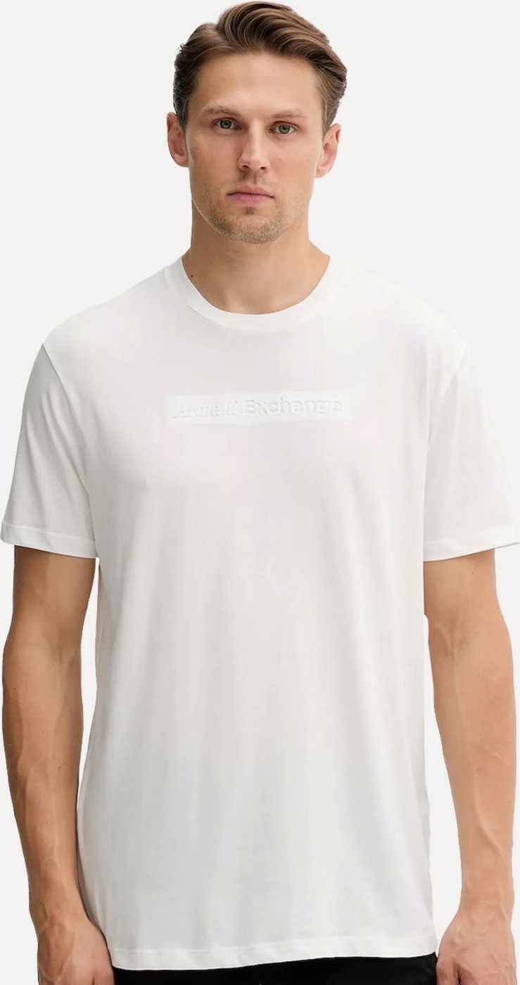 Camiseta Armani Exchange Masculina Regular Mono Logo Relevo Off-White