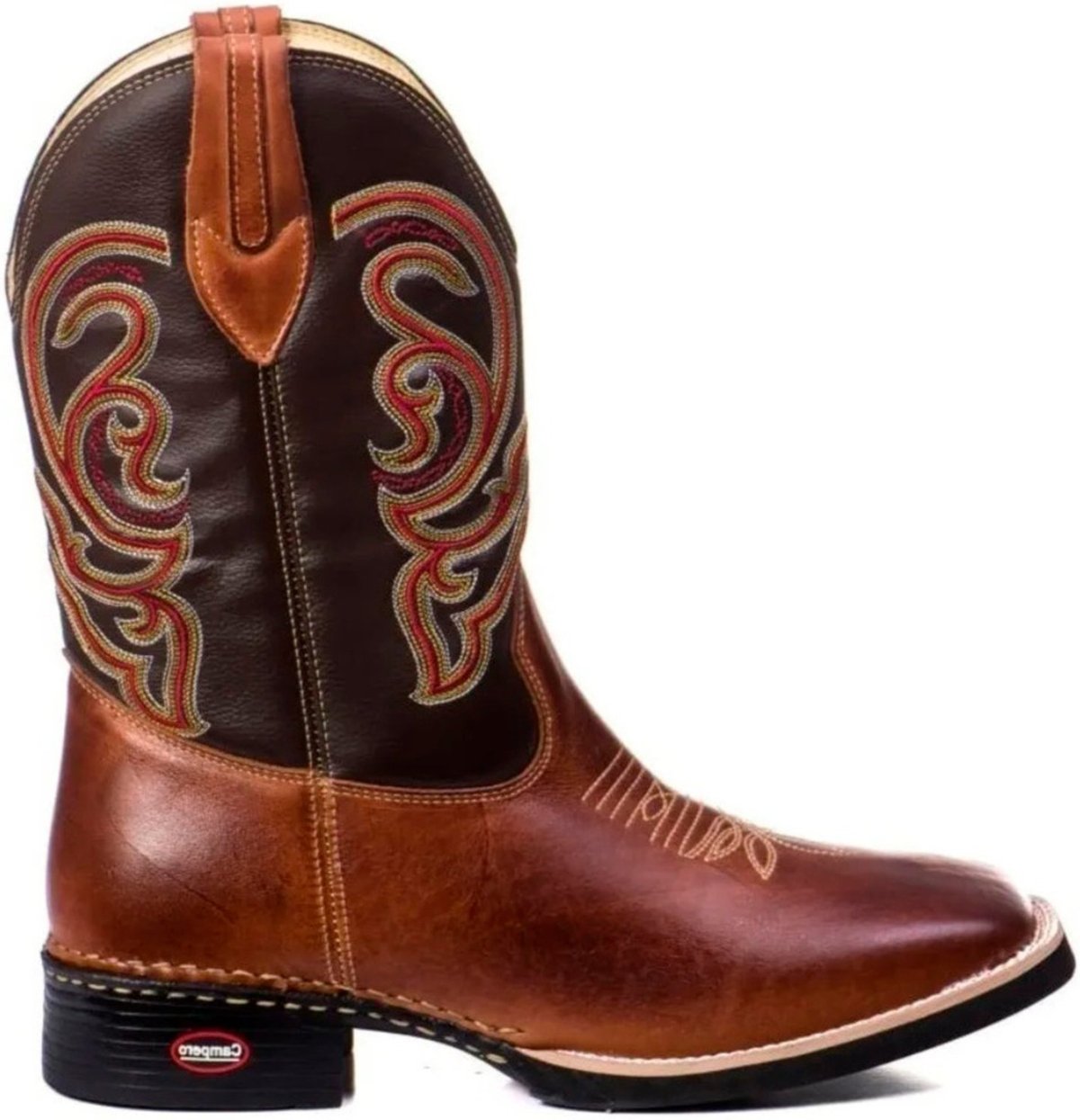 Imagem principal Infantil - Bota Couro Texana Campero Cano Médio Bordado Pinhão marrom Campero marrom