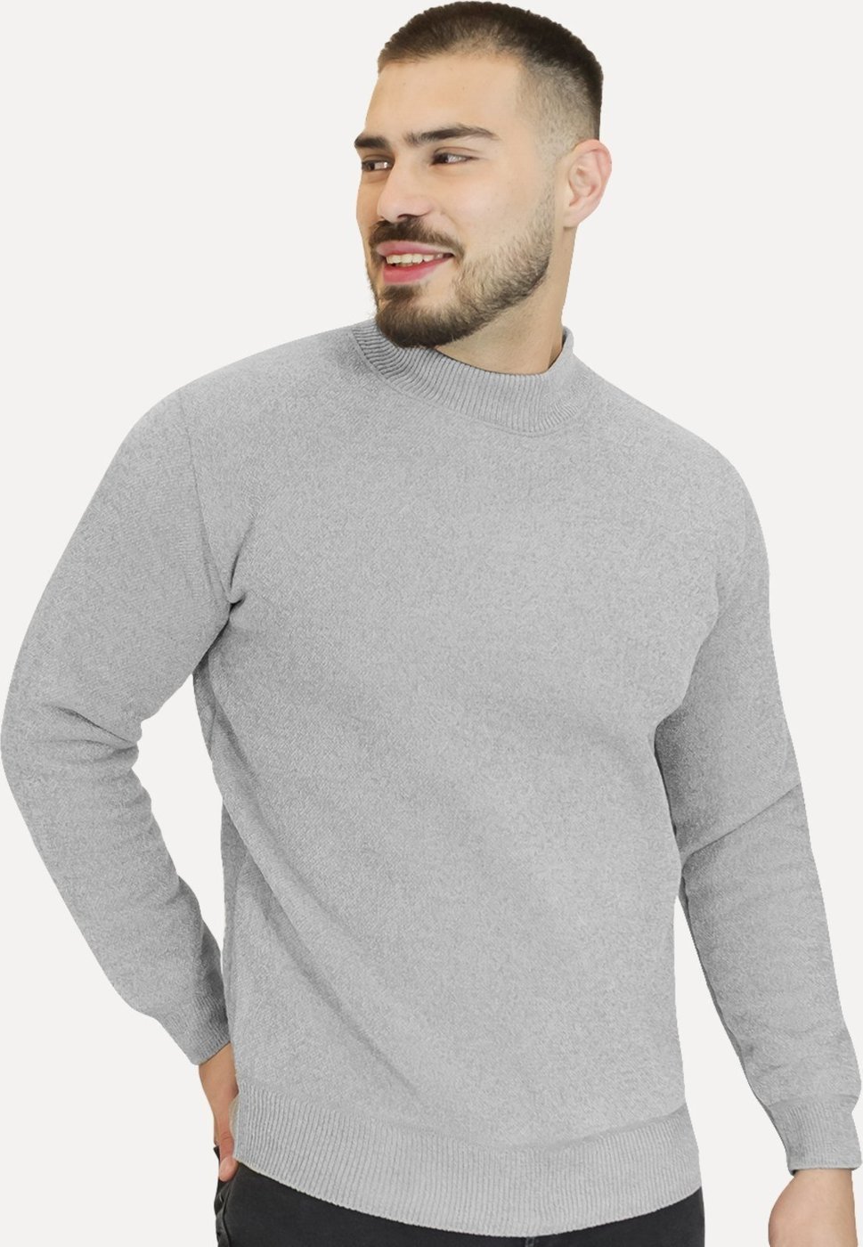 Suéter Dixen Masculino Slim Gola Média Areia Mescla