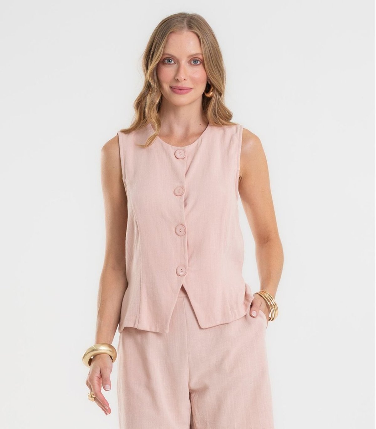 Imagem principal Colete Feminino em Tecido Linho Dianna rosa Dianna rosa