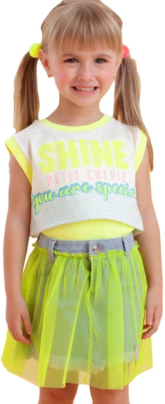 Infantil - Conjunto Blusa Saia Neon Petit Cherrie Amarelo