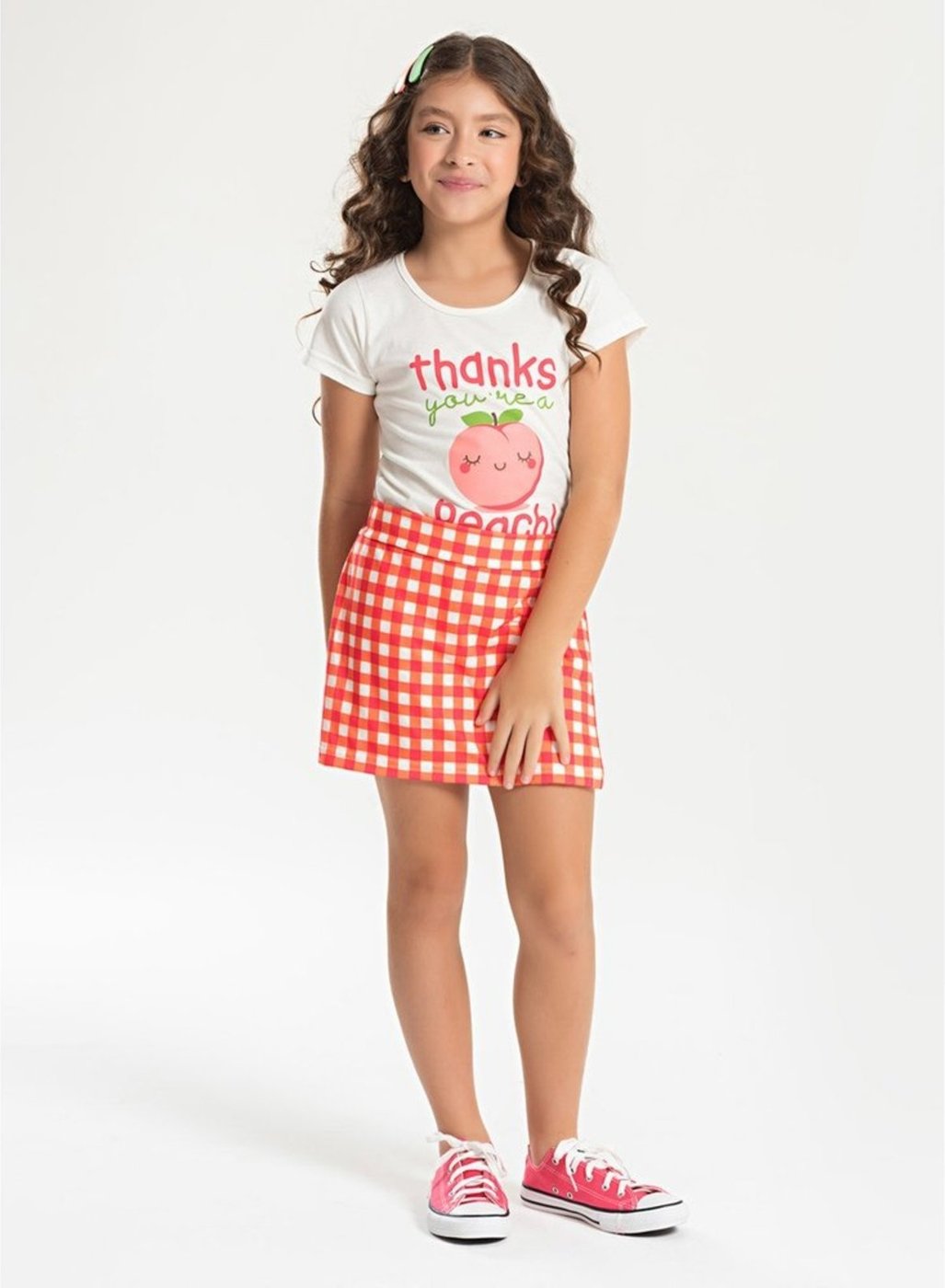 Imagem principal Infantil - Conjunto Verão Menina Natural Blusa e Short Saia Pêssego Molekada bege natural Molekada bege natural