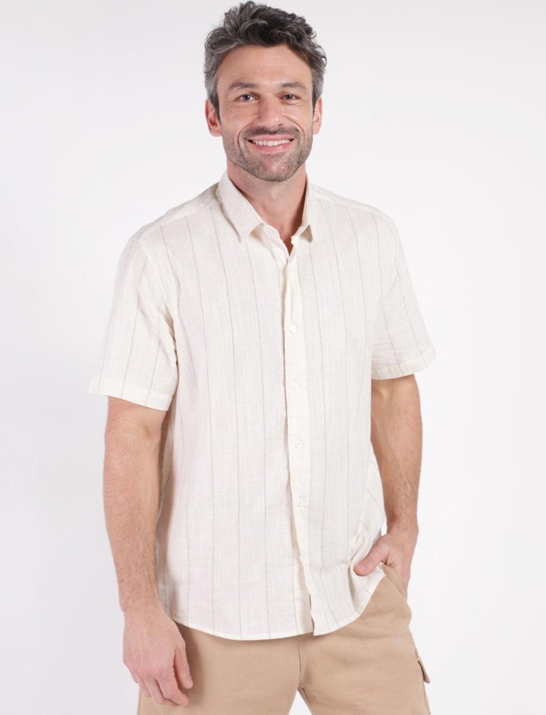 Imagem principal Camisa Manga Curta Eletrón Masculina bege Elétron bege