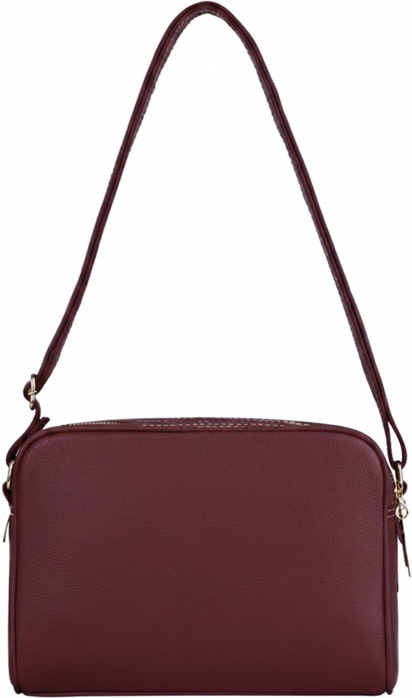 Imagem principal Bolsa quadrada de couro liso Daiana - Marsala Andrea Vinci vermelho Andrea Vinci vermelho