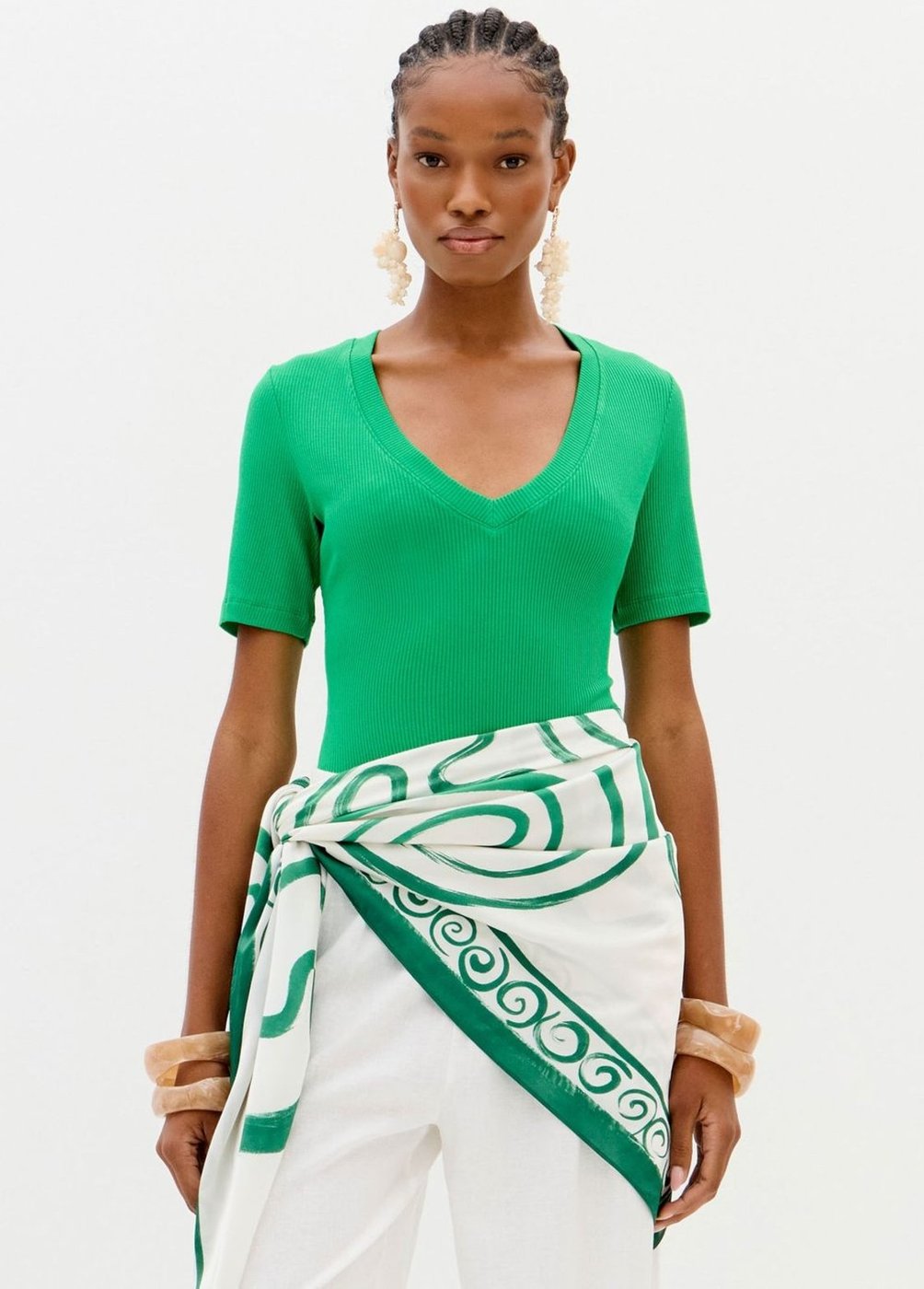 Imagem principal Blusa Canelada Com Decote V Lança Perfume verde Lança Perfume verde