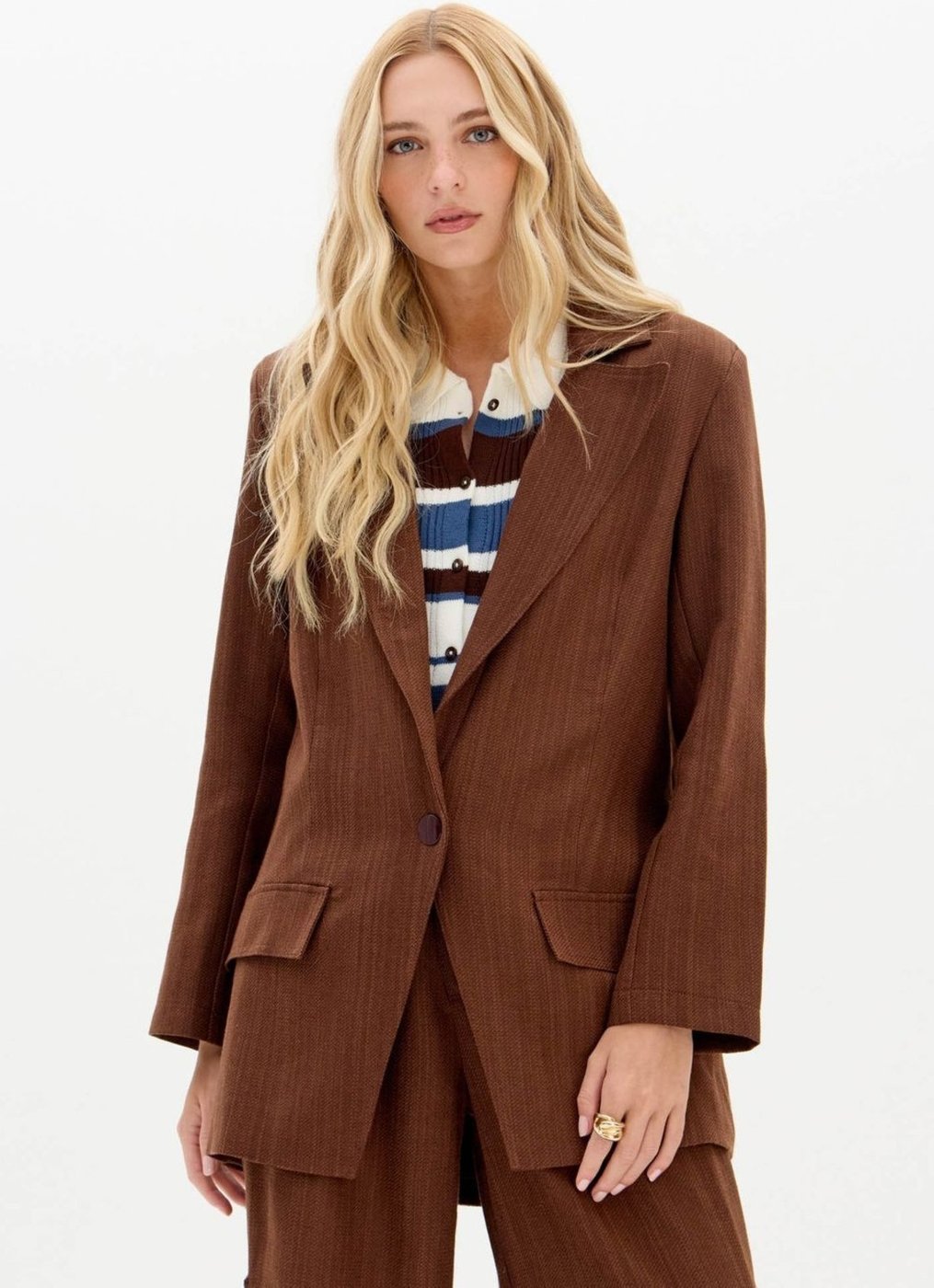 Imagem principal Blazer Regular Alongado Com Recorte Costas My Favorite Things marrom My Favorite Things marrom