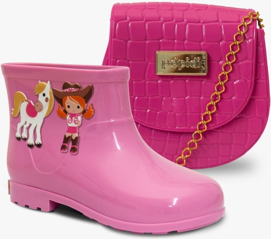Imagem principal Infantil - Kit Bolsa e Bota Galocha Feminina Pópidi Menina Cowgirl rosa Pópidí rosa
