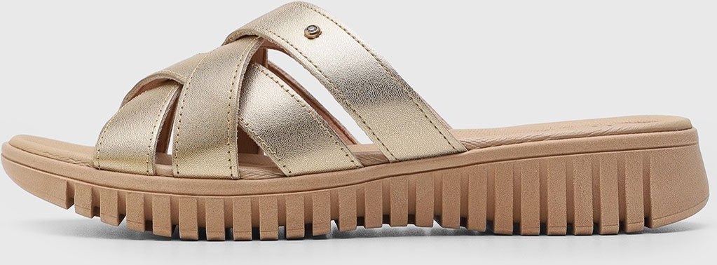 Sandália Feminina Usaflex Tiras Cruzadas Dourada