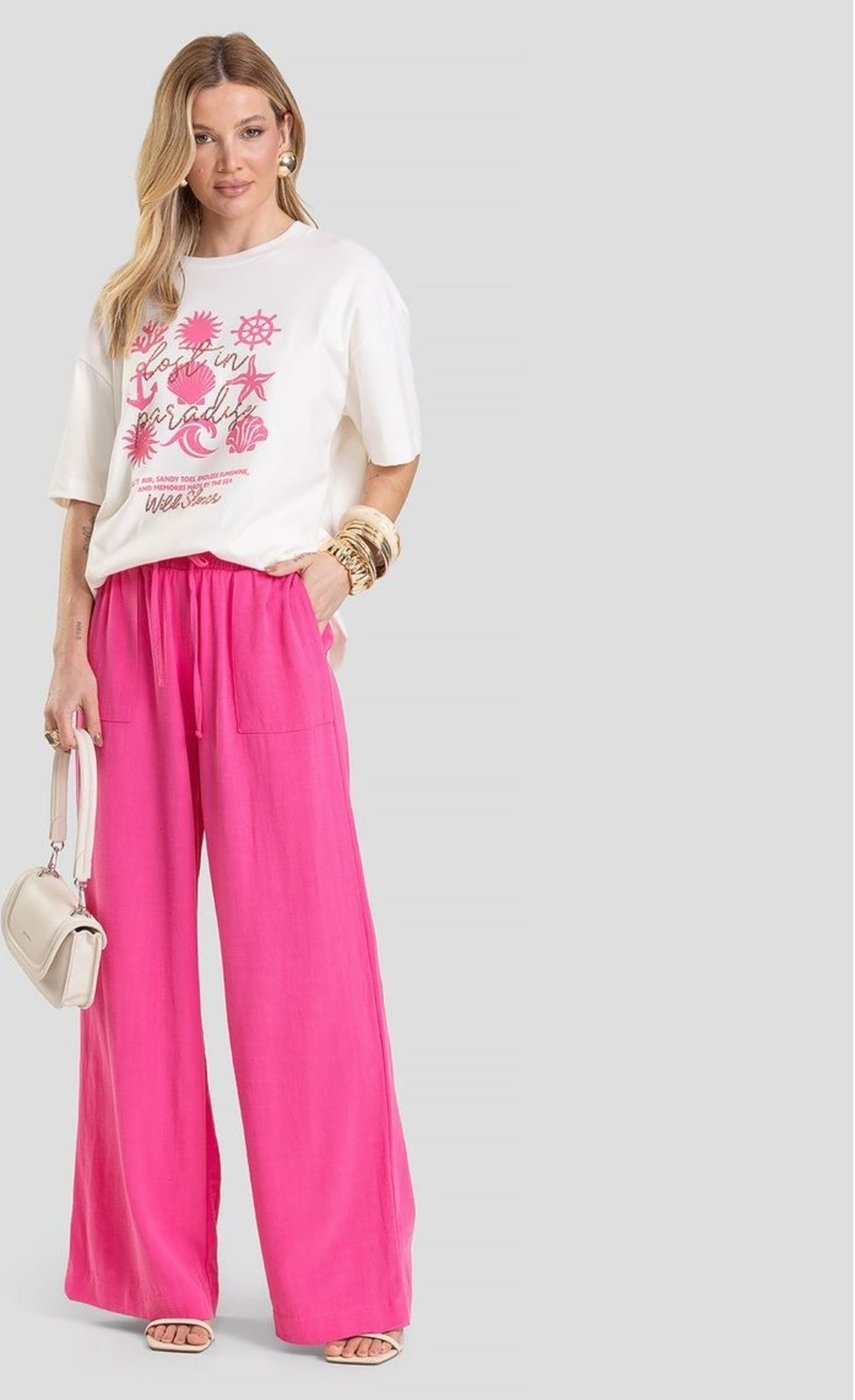 Calça Pantalona Feminina em Linho Dianna