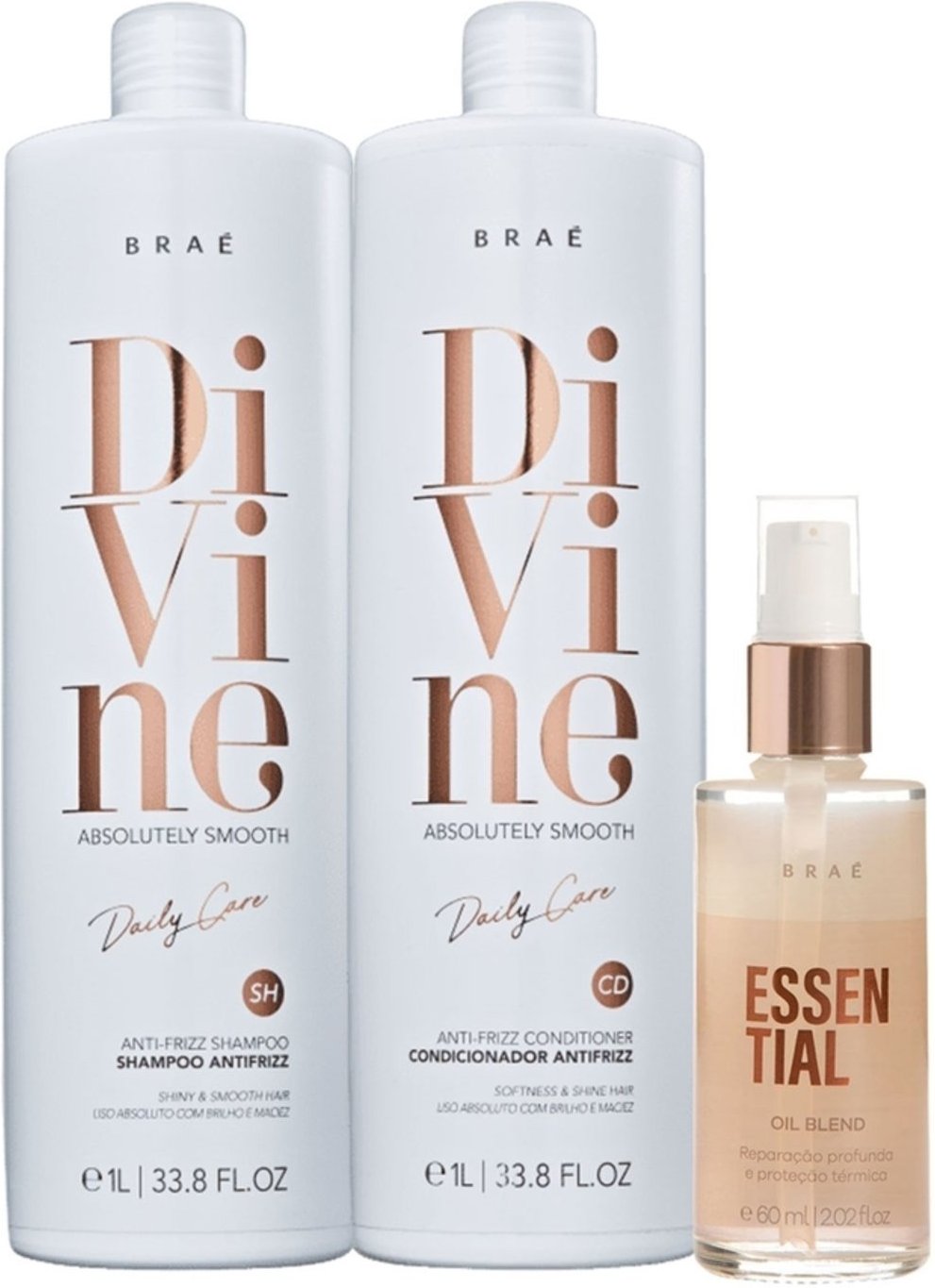 Imagem principal Kit Braé Divine Shampoo Condicionador Litro e Essential Oil Blend (3 produtos) multicolorido BRAÉ multicolorido