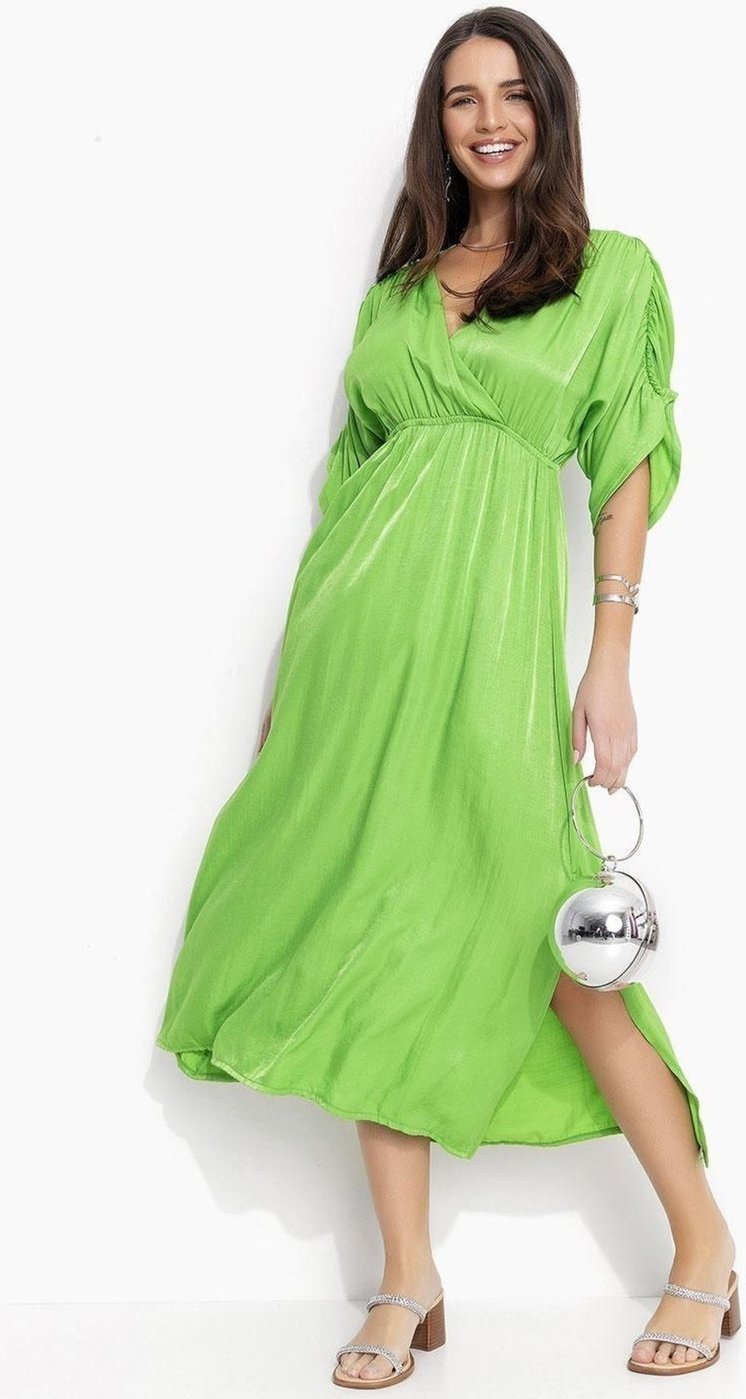 Vestido Em Tecido Acetinado De Viscose