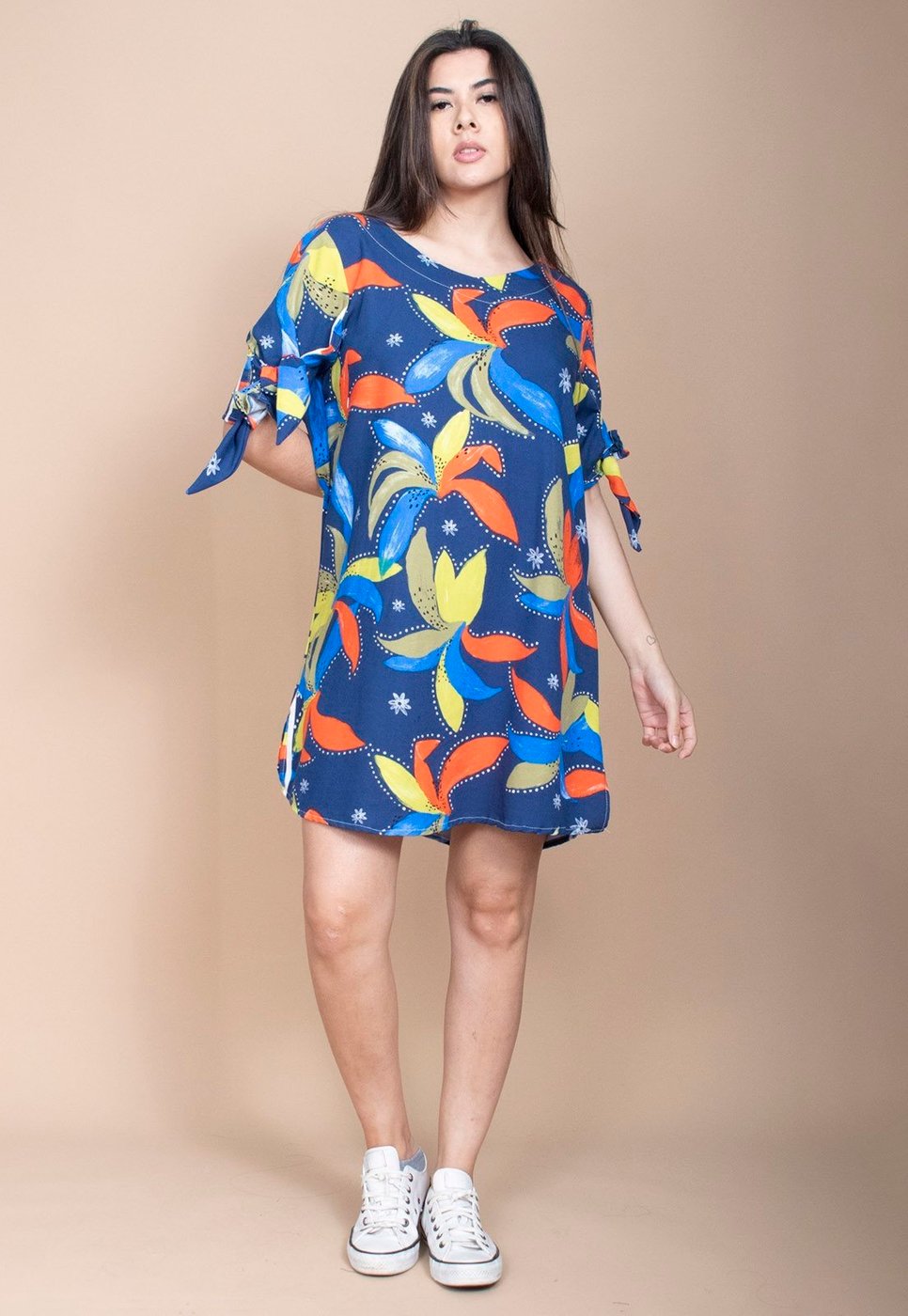 Vestido Curto Cabanafree Plano Estampa Maré Vibrante