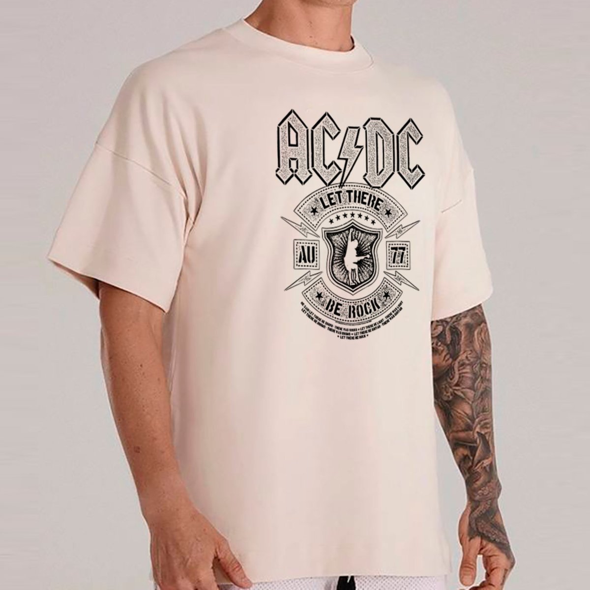 Imagem principal Camiseta Ousy Básica AC DC Let There Be Rock Estampa Clássica Unissex Off White off-white white ousy off-white white
