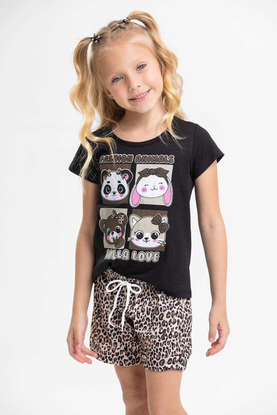 Imagem principal Infantil - Conjunto Verão Feminino Fashion Animals - Preto Mega Kids unico Mega Kids unico