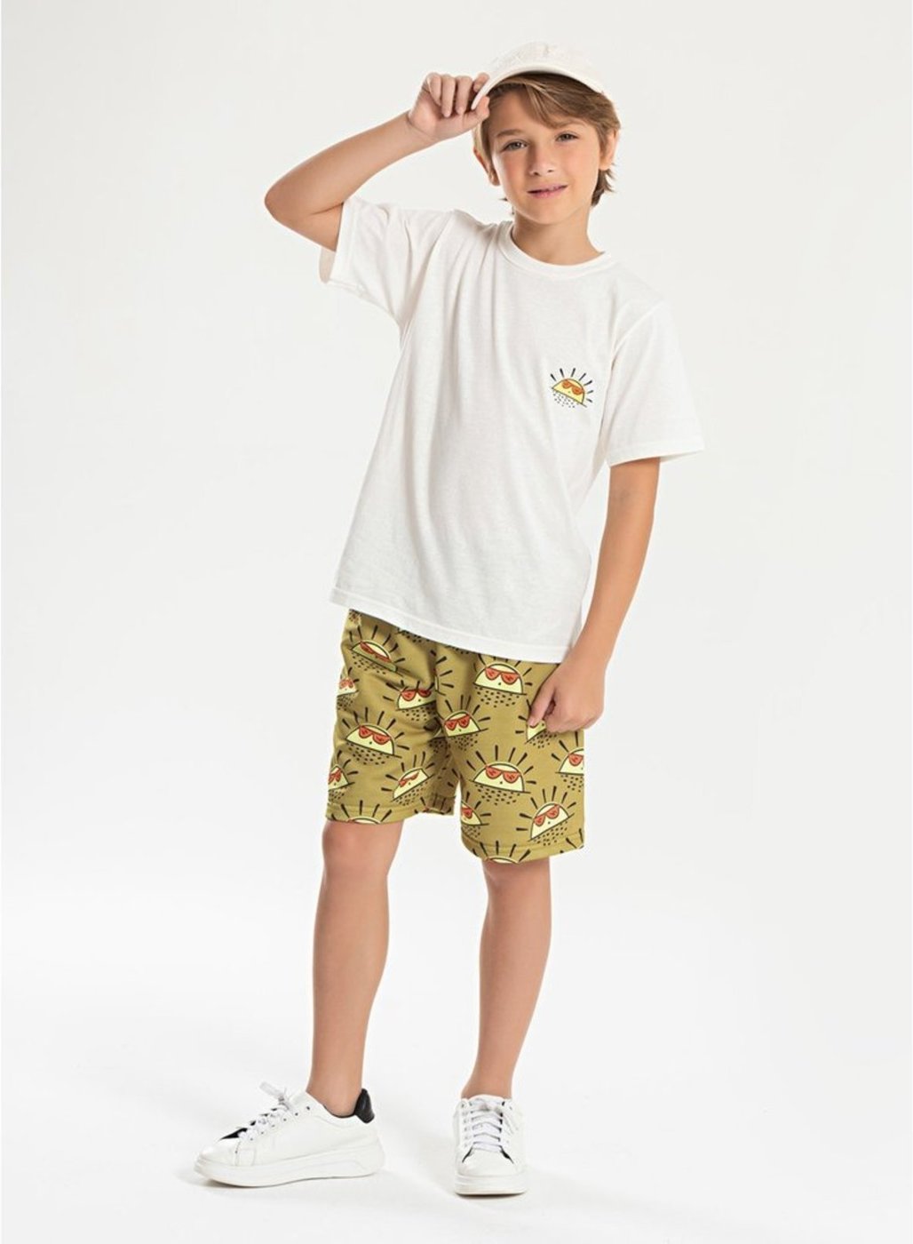 Imagem principal Infantil - Conjunto Verão Menino Natural Camiseta e Bermuda Solzinho de Óculos Molekada bege natural Molekada bege natural