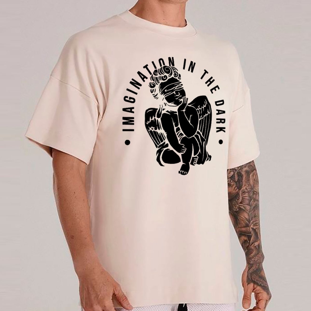 Imagem principal Camiseta Ousy Unissex Imagination in The Dark Visual Impactante Streetwear Oversized Off White off-white white ousy off-white white