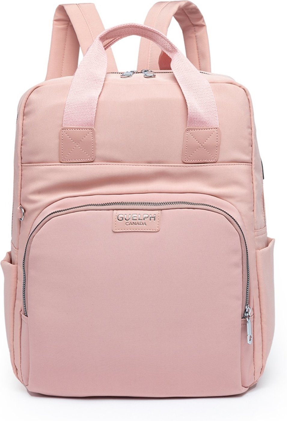 Mochila Multifuncional Feminina Viagem Usb Cinza/Rosa