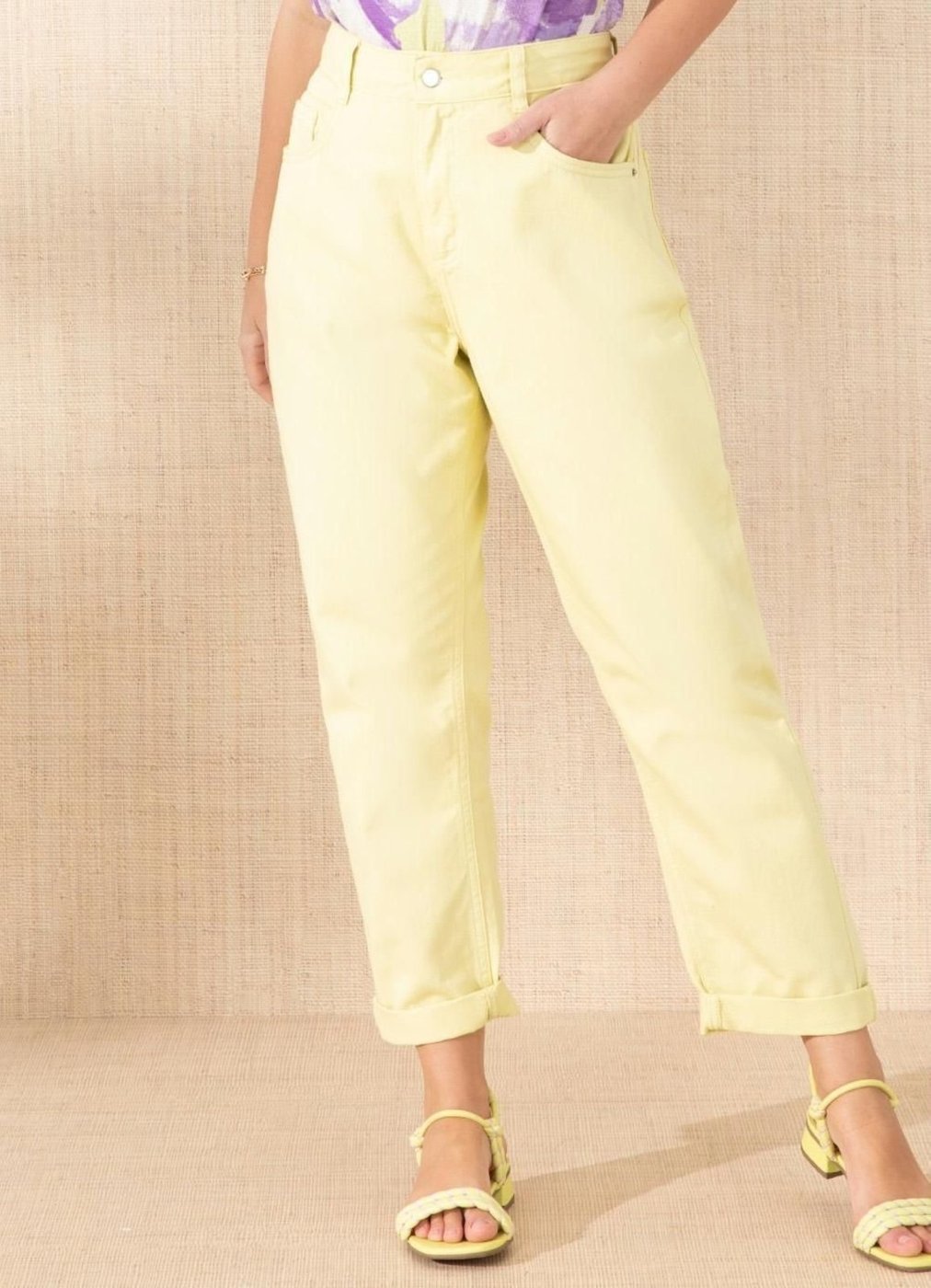 Calça Reta Bolsos Lima Colorido