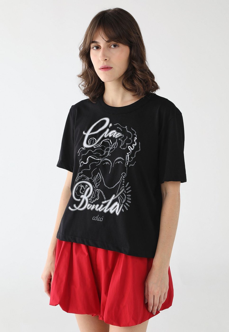 Imagem principal Camiseta Feminina Colcci Estampa Ciao Bonita Preta preto Colcci preto