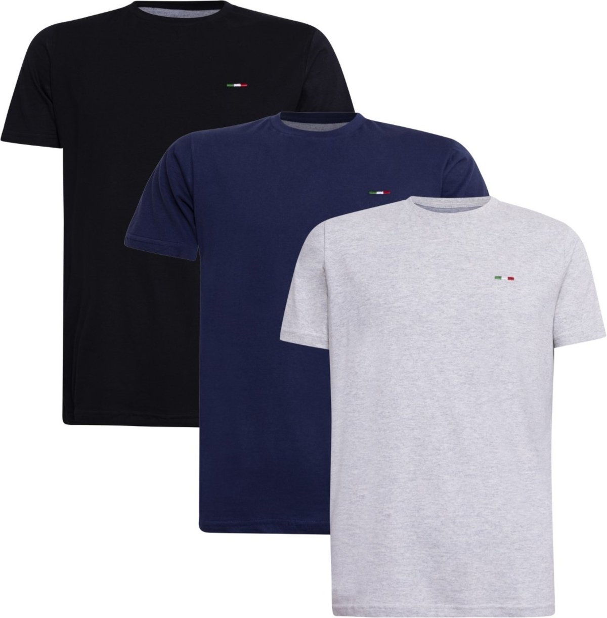 Imagem principal Kit 3 Peças Camisetas Básicas Masculina FMF em Algodão Premium no Estilo Tommy Bordado Itália Preto Marinho Branco multicolorido FMF multicolorido
