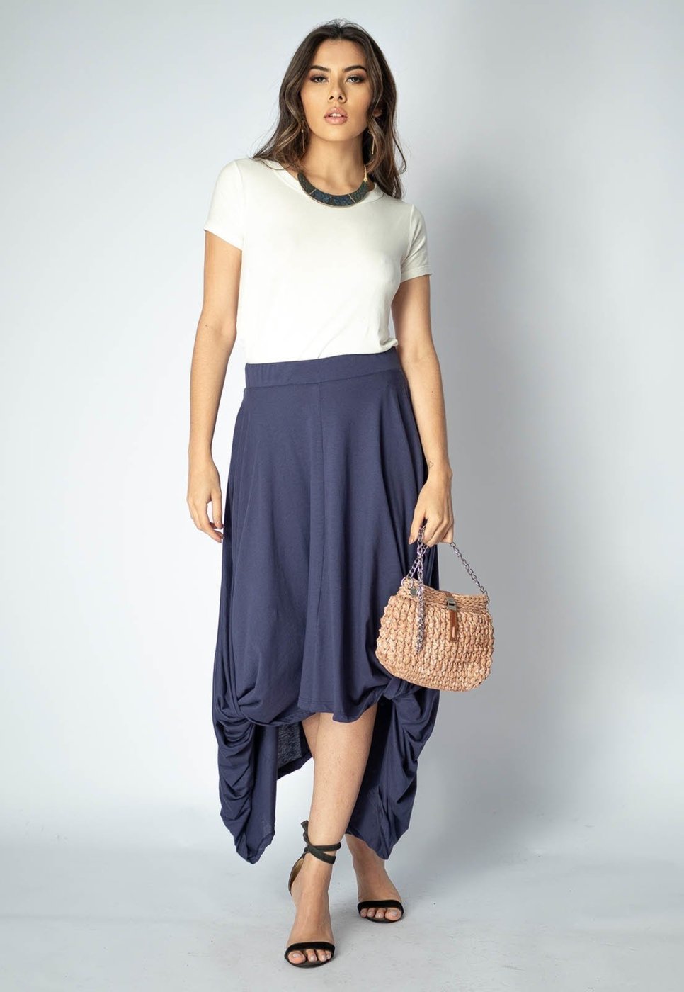 Saia Longa Amazonia Vital Malha Nó Hippie Chic