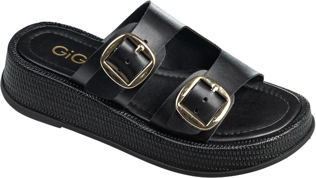 Imagem principal Sandália Feminina GiGiL Papete Flatform Casual Fivelas Laterais preto Gigil preto