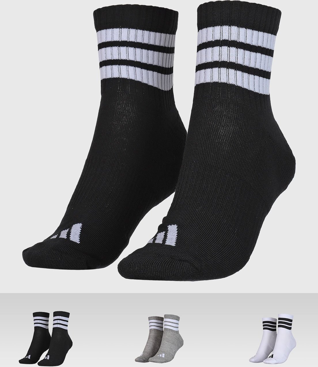 Kit 3 Pares de Meias Unissex Adidas Performance Cano Médio Preta