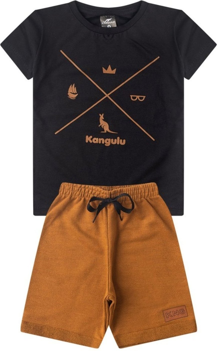 Imagem principal Infantil - Conjunto Menino Camiseta e Bermuda Algodão Verão Kangulu ROSA AZUL KIDS preto ROSA AZUL KIDS preto