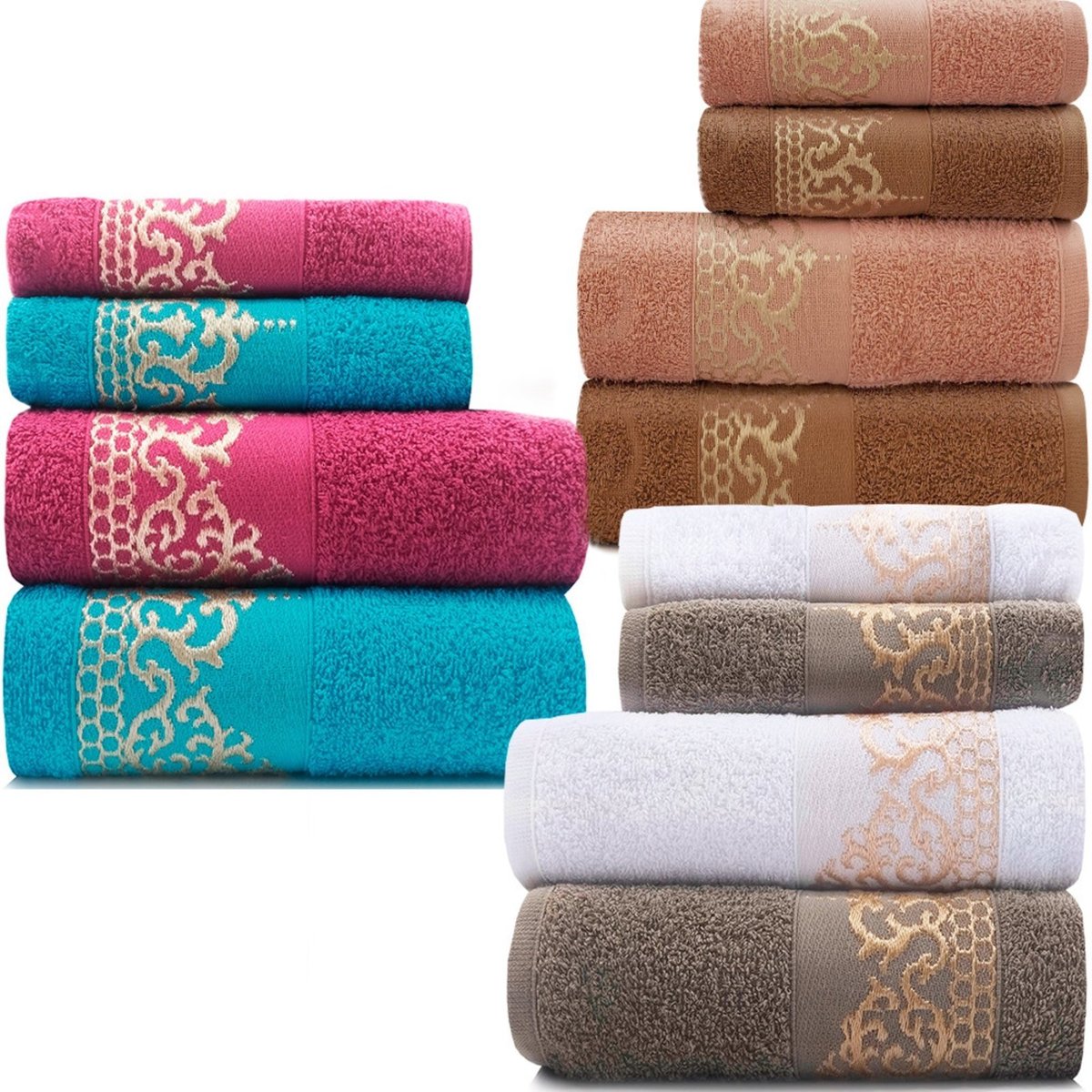 Jogo de Toalhas 4 Peças Siena Banhão e Rosto 100 Algodão