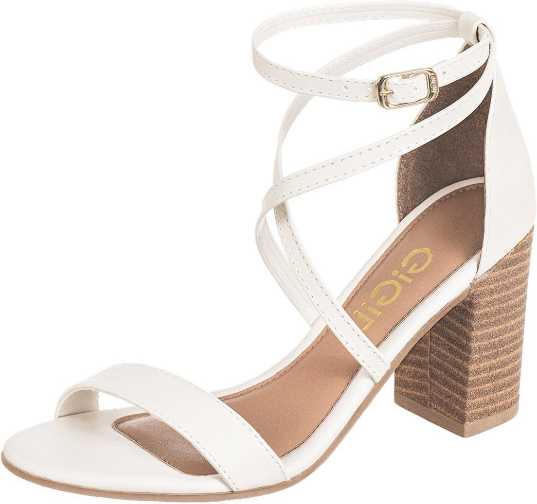 Sandália GiGiL Salto Alto Casual Clássica Social Off White