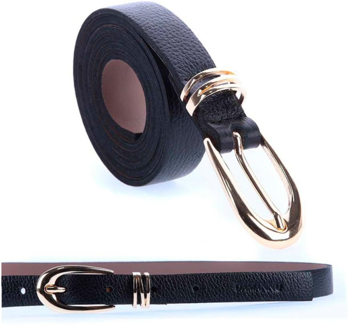 Kim - Cinto Femino Couro Legítimo Fivela Dourada