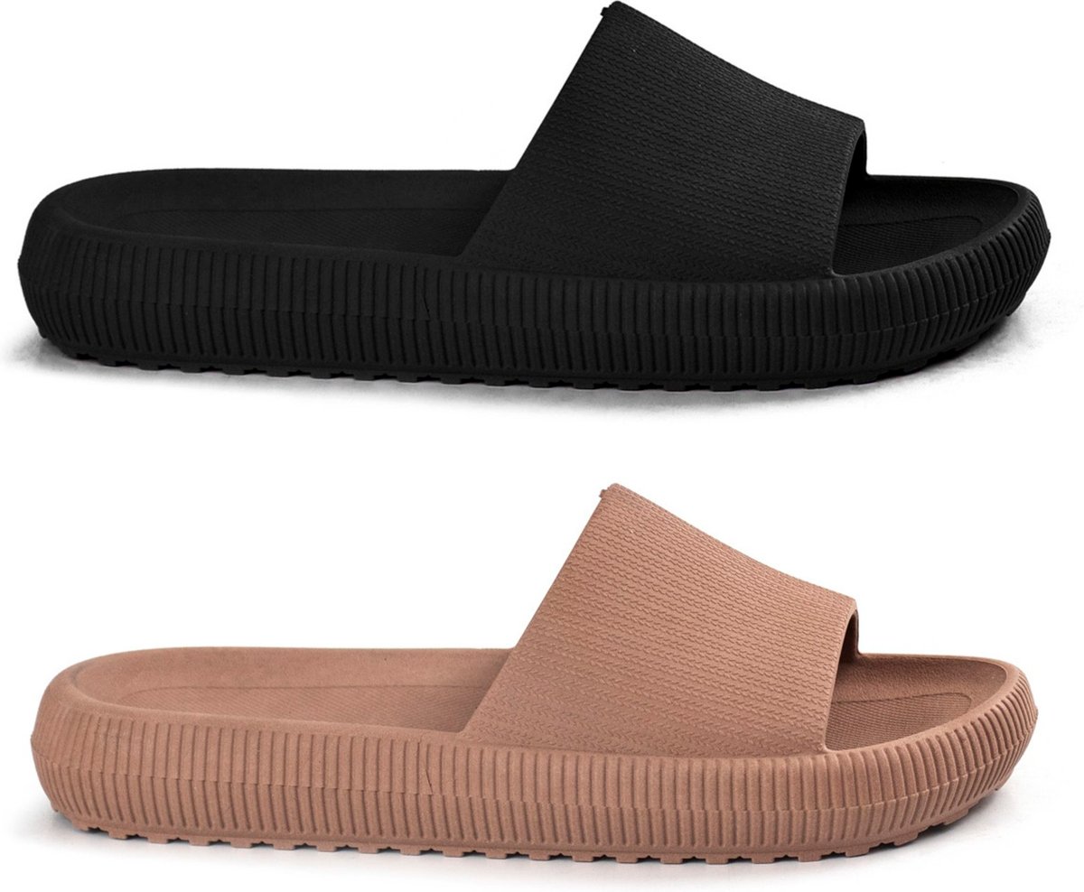 Imagem principal Kit 2 Chinelo Nuvem Feminino Anatômico Ortopédico Macio Confortável BREDENI off-white/preto BREDENI off-white/preto