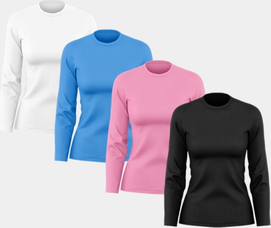 Imagem principal Kit 4 Camisetas Feminina Manga Longa Dry Fit Básica Lisa Proteção Solar UV Térmica Blusa Academia Esporte Praia ADRIBEN multicolorido ADRIBEN multicolorido